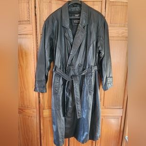 Men's WILSONS, Black, Leather Trenchcoat - Large